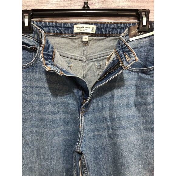 Abercrombie Fitch The 90’s Relaxed  Jean High Rise Curve Love 33X16L Raw Hem NWT - Picture 4 of 7